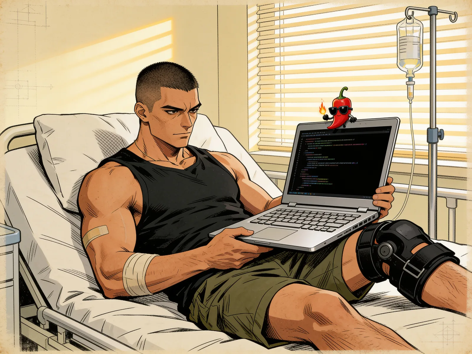 Hospital bed — the launchpad.