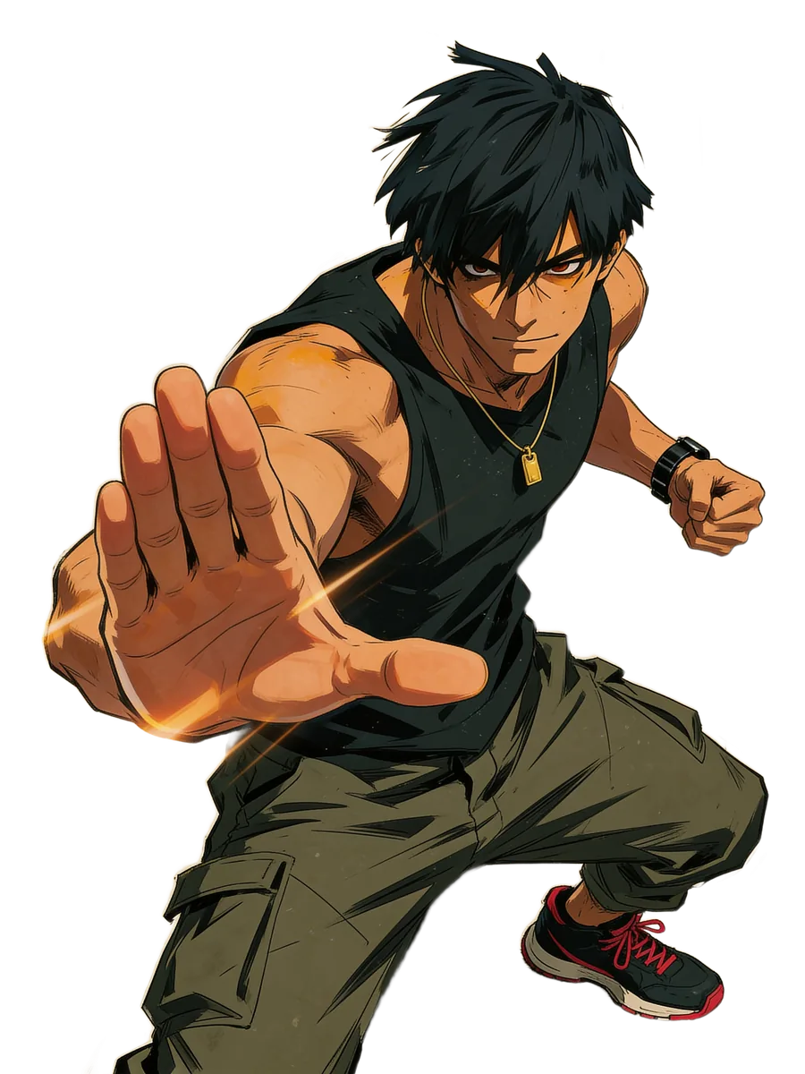 Sheb3o in a technique stance